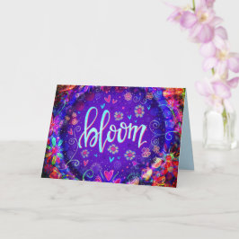 Tarjeta floral de color morado UNA PALABRA para la