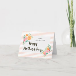 Tarjeta Floral de color rosa y Naranja Día de la Madre
