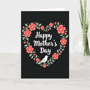 Tarjeta floral de corazón de lunares