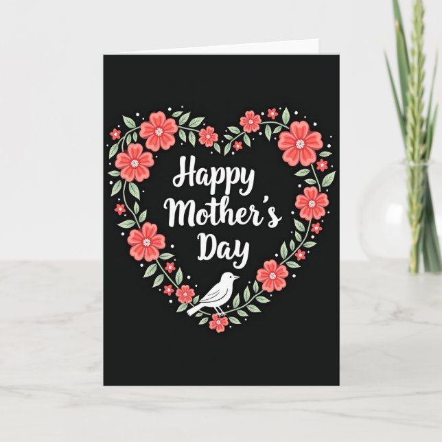 Tarjeta floral de corazón de lunares (Anverso)