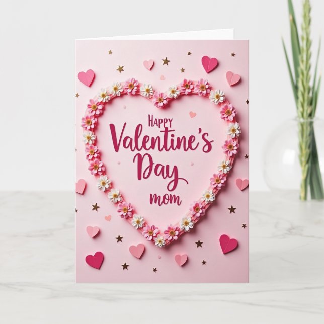 Tarjeta Floral de Corazón para el Día de San Valen (Anverso)
