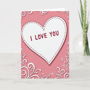 Tarjeta floral de corazón te amo