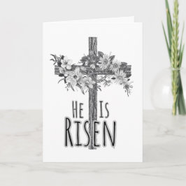 Tarjeta floral de cruz Él ha resucitado