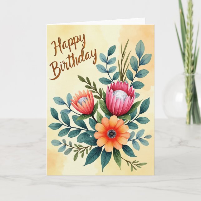 Tarjeta floral de cumpleaños alegre (Anverso)