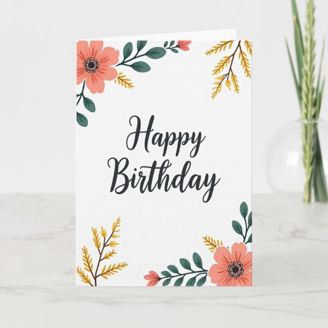 Tarjeta floral de cumpleaños artística (Anverso)