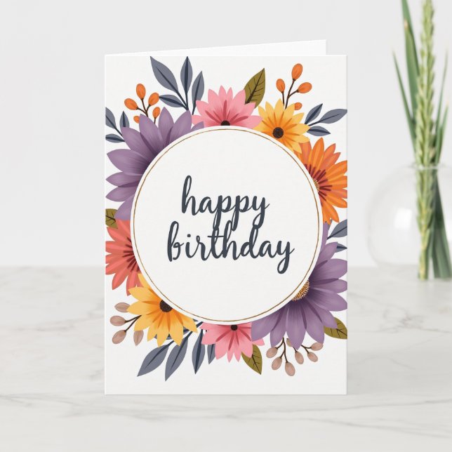 Tarjeta floral de cumpleaños Bloom (Anverso)