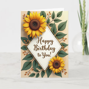 Tarjeta floral de cumpleaños cálida