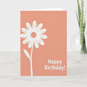 Tarjeta floral de cumpleaños de melocotón dulce