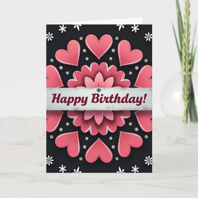 Tarjeta floral de cumpleaños de rosa (Anverso)