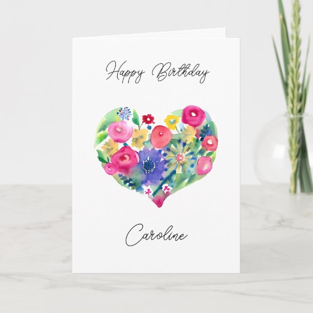 Tarjeta Floral de cumpleaños feliz personalizada (Anverso)