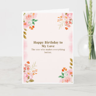 Tarjeta floral de cumpleaños para mi amor