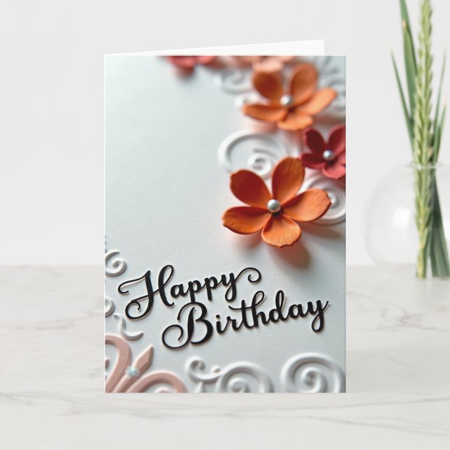 Tarjeta floral de cumpleaños refinada (Anverso)