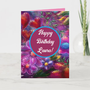 Tarjeta floral de cumpleaños sincera feliz de pers