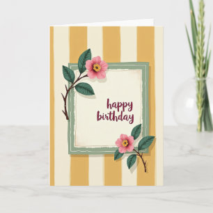 Tarjeta Floral de Cumpleaños Vintage