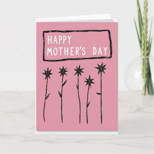 Tarjeta floral de día de la madre rosa pálido