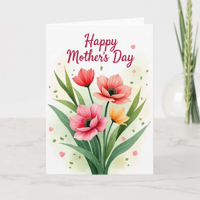 Tarjeta floral de dispersión de corazón (Anverso)