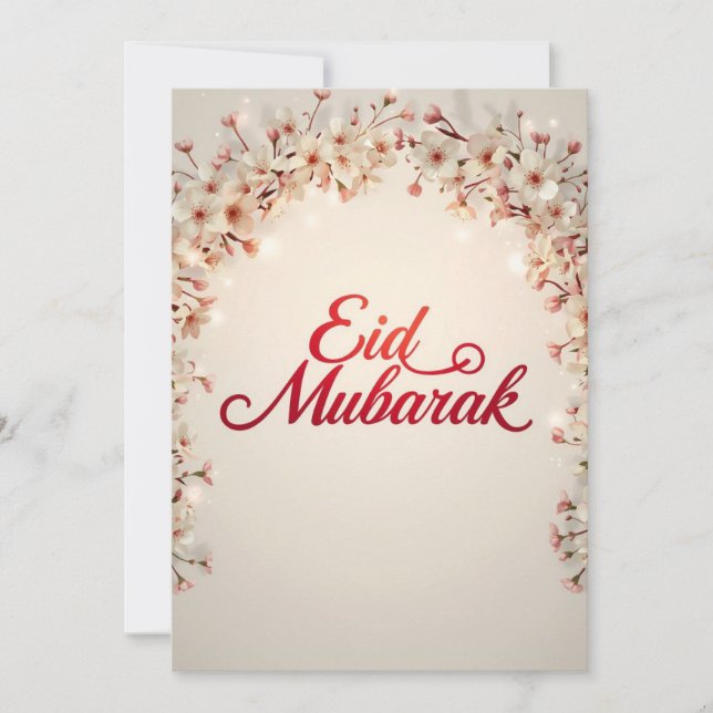 Tarjeta floral de Eid mubarak Tarjeta moderna de E (Anverso)