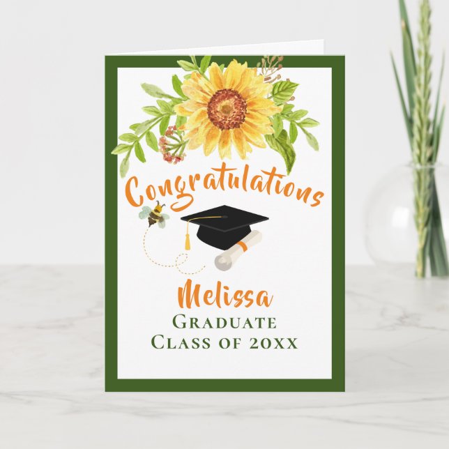 Tarjeta Floral de felicitación por graduación (Anverso)