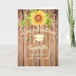 Tarjeta Floral de felicitación por graduación rústica