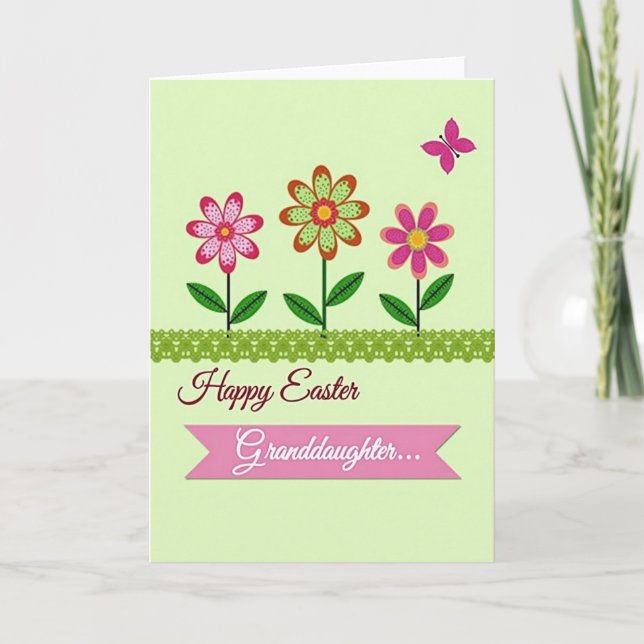 Tarjeta floral de Feliz Pascua para nieta (Anverso)