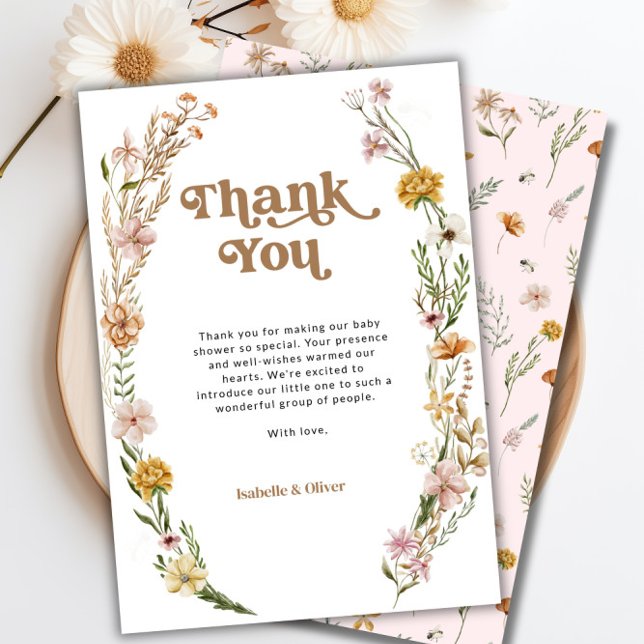 Tarjeta Floral de flores silvestres (Wildflower Floral Thank You Card)