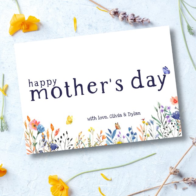 Tarjeta Floral de flores silvestres feliz día de la madre (Subido por el creador)