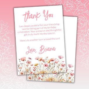 Tarjeta Floral de flores silvestres rosadas