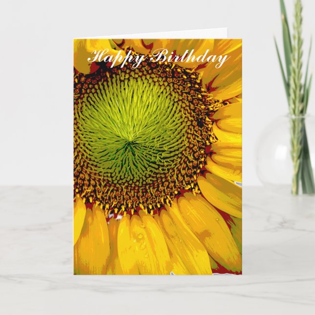 TARJETA FLORAL DE FOTOS AMARILLAS DE SUNFLOWER FELIZ TARJE (Anverso)