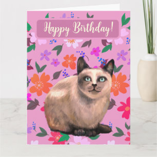 Tarjeta floral de gato silvestre