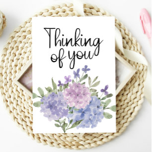 Tarjeta floral de Hortensia pastel 'Pensando en ti