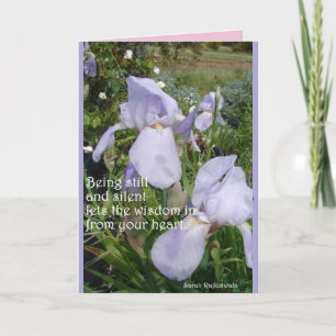 Tarjeta floral de Iris Morado Sabiduría Silenciosa