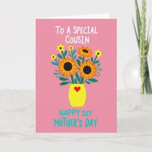 Tarjeta floral de jarrón de lunares