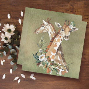 Tarjeta floral de jirafa