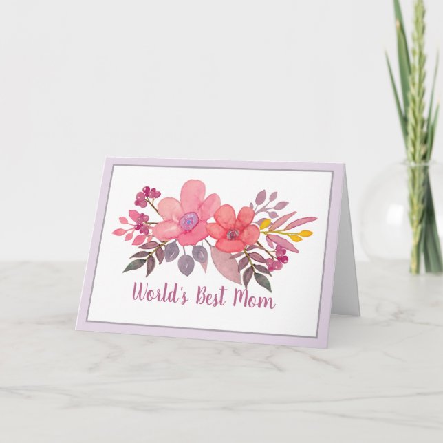 Tarjeta floral de la acuarela rosada (Anverso)