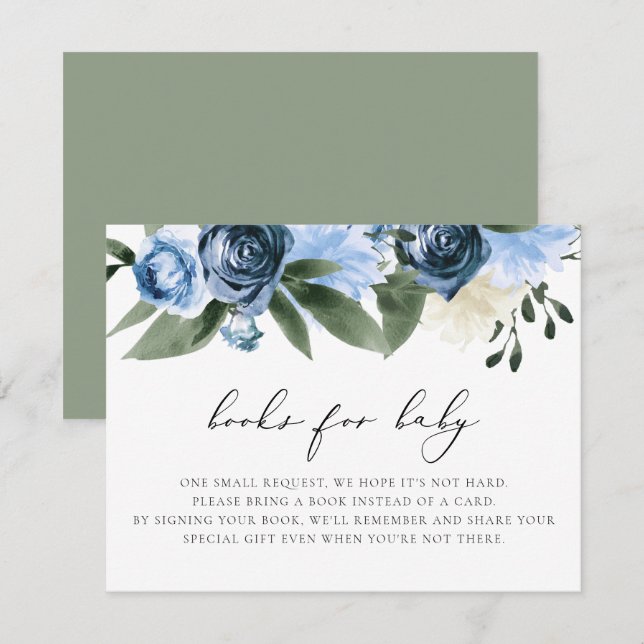Tarjeta Floral de la Marina Azul MILENA para bebé (Anverso / Reverso)