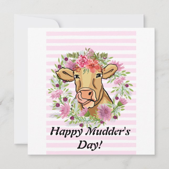 Tarjeta Floral de la Personalizado de la vaca graciosa del (Anverso)
