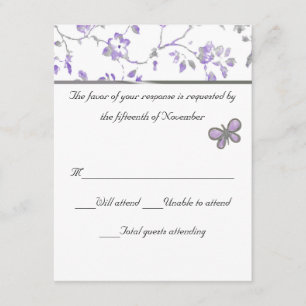 Tarjeta floral de la respuesta de la boda de la