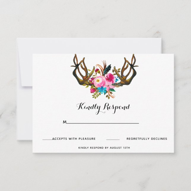 Tarjeta floral de la respuesta de la boda de la (Anverso)