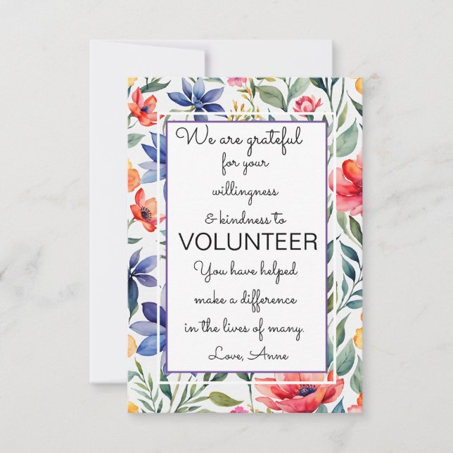 tarjeta floral de la semana de apreciación volunta (Anverso)