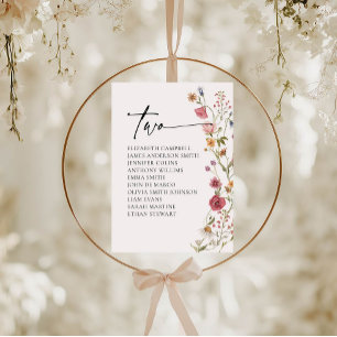 Tarjeta Floral de la tabla de asientos   Tabla dos