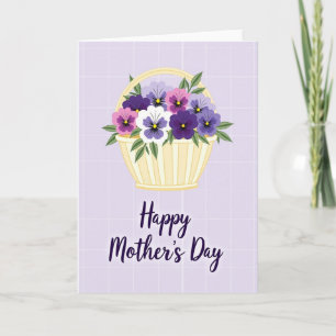 Tarjeta floral de lavanda cuadriculada