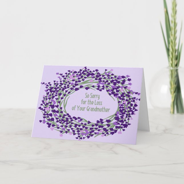 Tarjeta Floral de Lavender por pérdida de abuela (Anverso)