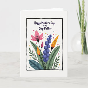 Tarjeta Floral de Lunares para Madrastra