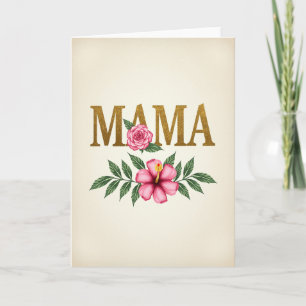 Tarjeta floral de Mamá con brillo dorado