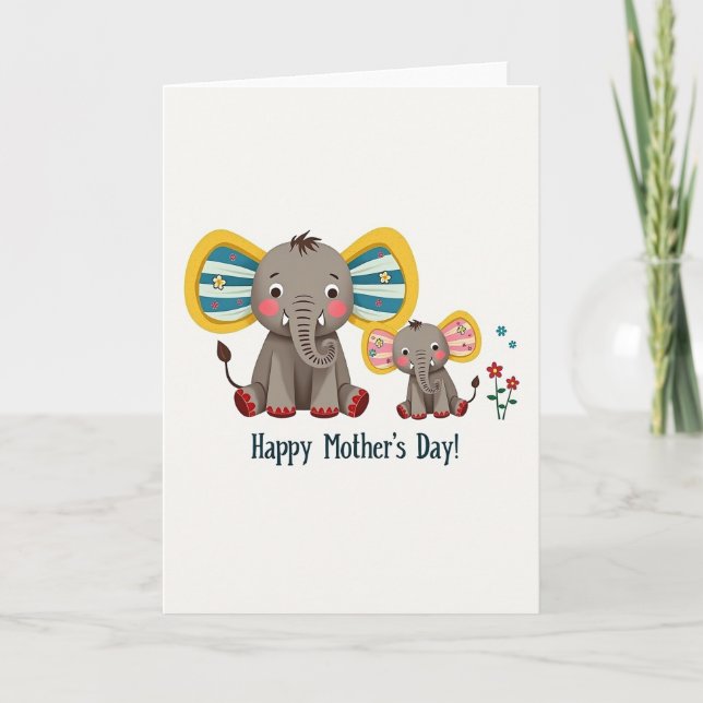 Tarjeta floral de mamá y bebé (Anverso)