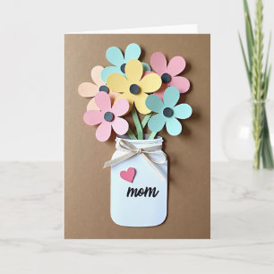 Tarjeta floral de manualidades de papel para mamá