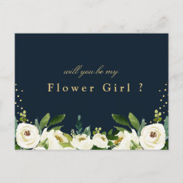 tarjeta floral de marfil blanco ¿serás mi dama de 