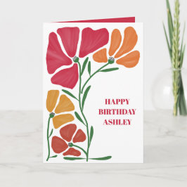 Tarjeta Floral de mujer brillante de Nouveau feliz cumplea