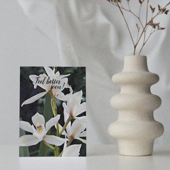Tarjeta Floral de orquídeas blancas se pone bien (In Situ)
