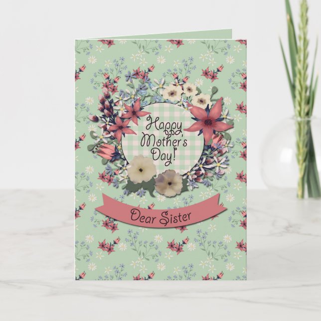 Tarjeta Floral de país | Para Hermana | Día de la Madre (Anverso)